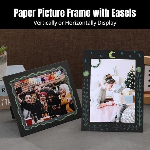 5x7 Paper Picture Frames,Cardboard DIY Photo Frames with Easel Backs,Vertically or Horizontally Display Paper Frames for Birthday Wedding Halloween Christmas Classroom Craft ( Black - 50 Pack ) in Saudi Arabia