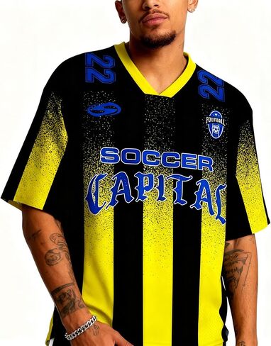 Graphic Jersey Shirts for Men Women Soccer Capital Football World Cup V Neck Summer Tops in Kuwait