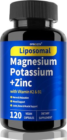 Potassium Magnesium Supplement, 1600mg Liposomal Magnesium Aspartate, Potassium Chloride, with Zinc, K2, B1 for Leg Cramps, Support Vascular, Bone, Heart Health, Non-GMO, Vegan, (120 Capsules, 1 Pack) in Saudi Arabia