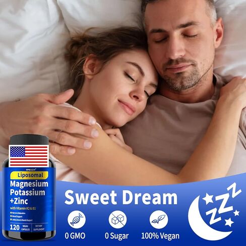 Potassium Magnesium Supplement, 1600mg Liposomal Magnesium Aspartate, Potassium Chloride, with Zinc, K2, B1 for Leg Cramps, Support Vascular, Bone, Heart Health, Non-GMO, Vegan, (120 Capsules, 1 Pack) in Saudi Arabia