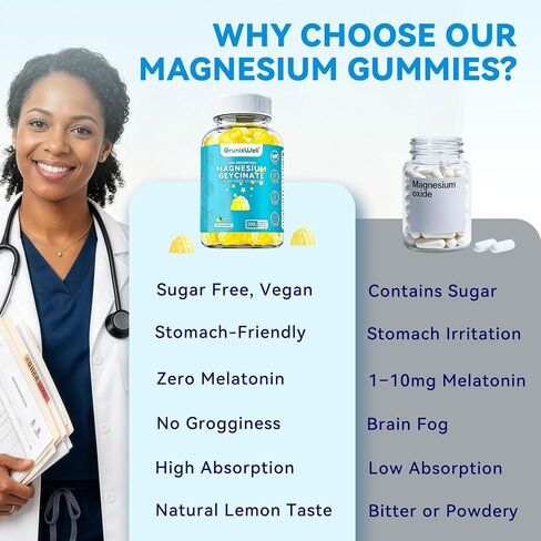 Magnesium Glycinate 200mg, Gummies, Stomach-Friendly Daily Magnesium Supplement, Sugar Free ComplexGummies for Vegan, Calm & Relaxtion Boost in Kuwait
