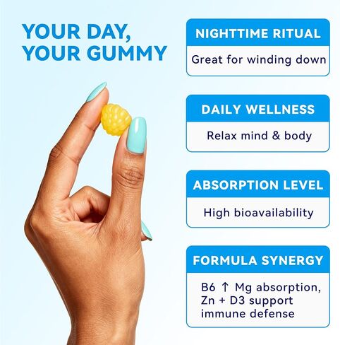 Magnesium Glycinate 200mg, Gummies, Stomach-Friendly Daily Magnesium Supplement, Sugar Free ComplexGummies for Vegan, Calm & Relaxtion Boost in Kuwait