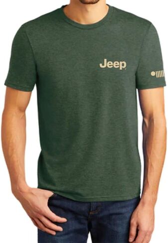 Jeep for All Life's Adventures Logo Signposts T-Shirt Supersoft Cotton/Polyester Blend/Heather Forest Green in Kuwait
