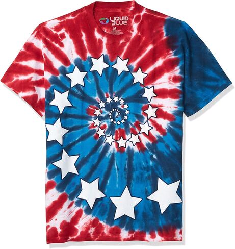 Liquid Blue Men's Stars and Stripes Spiral T-Shirt in Kuwait