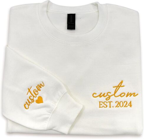 Custom Text Est Embroidered Sweatshirt Personalized Embroidery Add Your Name on Sleeve Hoodie Established Long Sleeve in Saudi Arabia