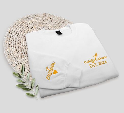 Custom Text Est Embroidered Sweatshirt Personalized Embroidery Add Your Name on Sleeve Hoodie Established Long Sleeve in Saudi Arabia