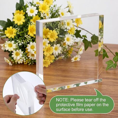 2 Pcs 6 x 6 x 1 Inches Acrylic Square Display Block, Clear Polished Acrylic Cubes Jewelry Display Stand for Ring Showcase, Collectibles, Trophy Base Holder in Saudi Arabia