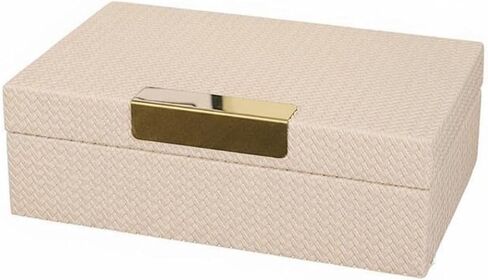 Faux Leather Jewelry Box Elegant Modern Trinket Case Hinged Lid Decorative Lidded Box for Interior Designers, Dressing Table, Office Desk, S, Woven A Apricot in Saudi Arabia