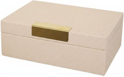 Faux Leather Jewelry Box Elegant Modern Trinket Case Hinged Lid Decorative Lidded Box for Interior Designers, Dressing Table, Office Desk, S, Woven A Apricot in Saudi Arabia