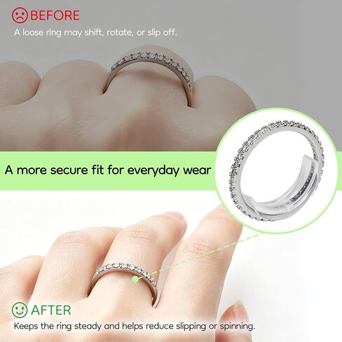 SAFEINA 83 Pcs Ring Sizers for Loose Rings, 3 in 1 Clear Ring Guards, Spiral Ring Adjusters and Adhesive Pads, Ring Size Adjuster Kit with Spacers and Tighteners for Men Women in Saudi Arabia