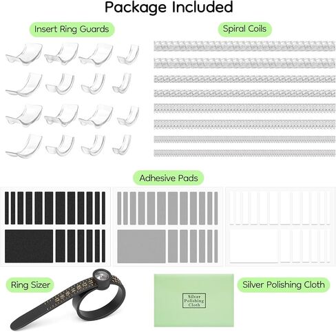 SAFEINA 83 Pcs Ring Sizers for Loose Rings, 3 in 1 Clear Ring Guards, Spiral Ring Adjusters and Adhesive Pads, Ring Size Adjuster Kit with Spacers and Tighteners for Men Women in Saudi Arabia