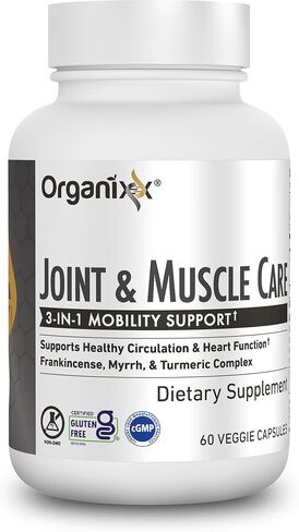Organixx Joint & Muscle Care Organic Turmeric Supplement, 3-in-1 Frankincense, Turmeric and Myrrh Joint Health & Joint Support Supplement Body Care Capsules, Supports Swelling, Tension, 60 Capsules in Saudi Arabia