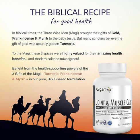 Organixx Joint & Muscle Care Organic Turmeric Supplement, 3-in-1 Frankincense, Turmeric and Myrrh Joint Health & Joint Support Supplement Body Care Capsules, Supports Swelling, Tension, 60 Capsules in Saudi Arabia