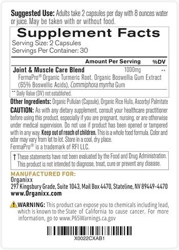 Organixx Joint & Muscle Care Organic Turmeric Supplement, 3-in-1 Frankincense, Turmeric and Myrrh Joint Health & Joint Support Supplement Body Care Capsules, Supports Swelling, Tension, 60 Capsules in Saudi Arabia