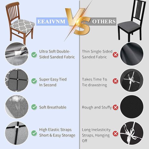 Chair Cover Seats Waterproof,Chair Cover Seat with Elastic Ties and Button,Removable Washable Dining Upholstered Chair Protector Seat Cushion Slipcovers for Dining Room,Office (Gray, 4 Pack) in Saudi Arabia