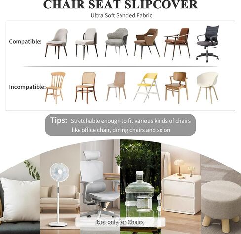 Chair Cover Seats Waterproof,Chair Cover Seat with Elastic Ties and Button,Removable Washable Dining Upholstered Chair Protector Seat Cushion Slipcovers for Dining Room,Office (Gray, 4 Pack) in Saudi Arabia