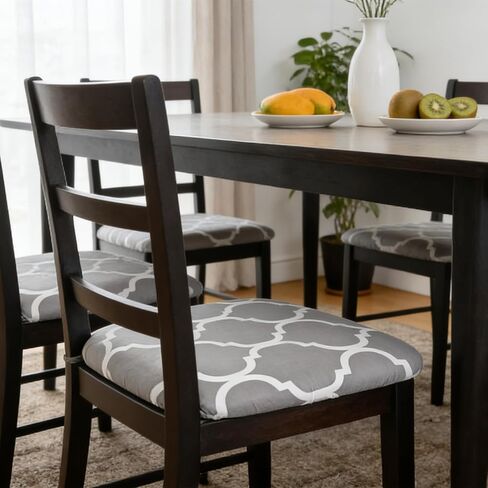 Chair Cover Seats Waterproof,Chair Cover Seat with Elastic Ties and Button,Removable Washable Dining Upholstered Chair Protector Seat Cushion Slipcovers for Dining Room,Office (Gray, 4 Pack) in Saudi Arabia
