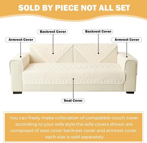 Boho Jacquard Couch Arm Covers, Soft Fuzzy Arm Chair Covers, Anti-Slip Armchair Slipcovers for Dogs Cats Pet Loveseat Recliner Leather L Shaped (Ivory,28"x28") in Saudi Arabia