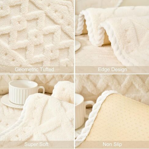 Boho Jacquard Couch Arm Covers, Soft Fuzzy Arm Chair Covers, Anti-Slip Armchair Slipcovers for Dogs Cats Pet Loveseat Recliner Leather L Shaped (Ivory,28"x28") in Saudi Arabia