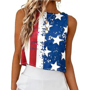 American Flag Shirts Women Patriotic Shirt 4th of July Crop Tank Tops Stars Stripes Summer Casual Sleeveless Top in Saudi Arabia