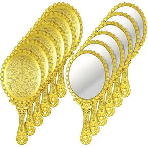12 Pcs Vintage Handheld Mirror, Small Gold Vintage Handheld Mirror, Oval Embossed Flower Portable Princess Mirrors for Women Girls Princess Party Favors Travel Vanity Grooming & Gifts in Saudi Arabia