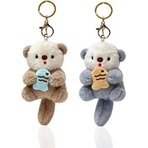 Otter Plush Keychain - Soft Stuffed Key Ring Charm for Handbags, Purses, Keys, Ideal for Women, Teens & Animal Lovers in Saudi Arabia