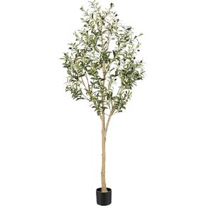 Realead Faux Olive Tree 7ft - Realistic Olive Trees Artificial Indoor with Natural Trunk and Realistic Leaves- Tall 7 Feet Fake Olive Tree for Home Office Décor in Saudi Arabia