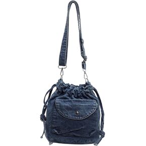 Denim Crossbody Bag Small Drawstring Phone Bag Casual Bucket Purse Shoulder Messenger Bag in Saudi Arabia