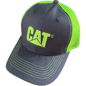 Caterpillar Equipment Safety Neon Green & Charcoal Gray Mesh Twill Cap/Hat in Saudi Arabia