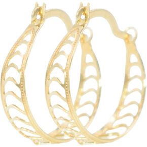 0.62" Inch Ultra Lightweight Geometric Chevron Unique Cutout Cut Out Huggie Hoop Earrings, 18k Yellow Gold Filled Plated, Hinge with Notched Posts in Saudi Arabia