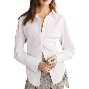 SUNNOW Women's Open Back Button Down Shirt with Tie Detail Classic Elegant Blouse Dressy Casual Top in Saudi Arabia