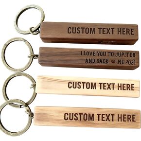 Personalized Wood Keychain Blanks with Copper Straps, Custom Symbols and Text, Women Men Keychains for DIY Various Key Tags, Laser Engraving Material, Wood for Crafts in Saudi Arabia
