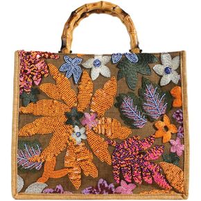 Sequin Embroidered Floral Tote Bag Women Cute Summer Beach Basket Bag Hobo Shoulder Handbag for Vacation Travel 2026 in Saudi Arabia
