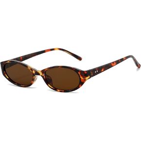 Retro Oval Sunglasses for Women Lightweight Narrow Cat Eye Sunnies Trendy 90s Y2k Shades in Saudi Arabia