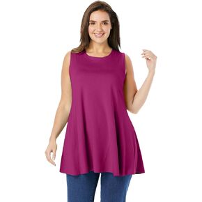 Woman Within Plus Size Sleeveless Fit-And-Flare Tunic Top in Saudi Arabia