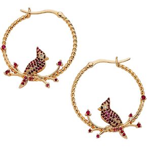 Alex and Ani Cardinal Earrings for Women - Reversible Design with Ruby Crystal Enamel Charms in Braided Hoops, Versatile Cardinal Jewelry in Kuwait