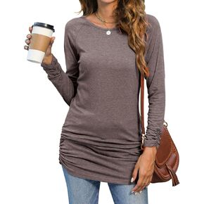 Sherosa Womens Basic Casual Long Sleeve Slim Fit T Shirt Dress Tunic Top in Saudi Arabia