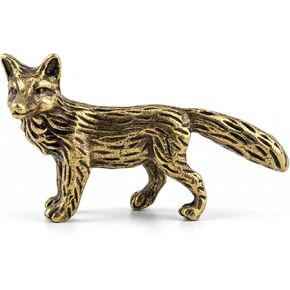 Mini Fox Figurine Small Brass Animal Statue Tiny Metal Fox Figurines for Home and Desk Decor Vintage Animal Sculpture Feng Shui Office Table Decoration in Saudi Arabia