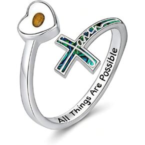Heart Mustard Seed Cross Rings Adjustable Open Faith Cross Rings Christian Religious Jewelry Gifts for Women Mother Daughter in Saudi Arabia