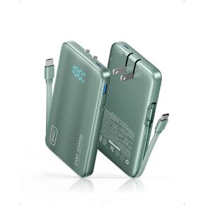 INIU 3-in-1 Portable Charger, 45W 10000mAh Fast Charging Power Bank, Built-in USB C Cable & Foldable Wall Plug, Travel Essentials, Battery Pack for iPhone 17 16 15 Series, Samsung, MacBook, etc. in Saudi Arabia
