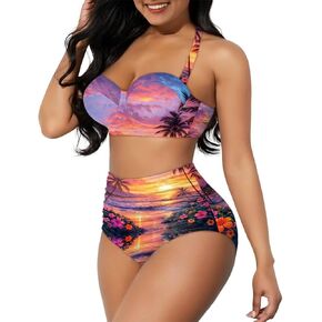 Bathing Suits for Women Two Piece Tummy Control Swimsuits High Waisted Bikini Set Plus Size Tankini Swimsuits in Saudi Arabia
