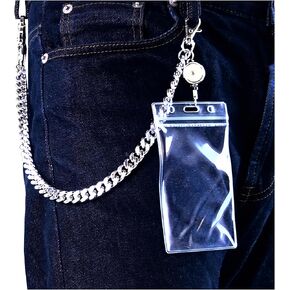 Belt Loop Pants Chain Id Badge, Chain Badge Holder for Pants, Silver in Saudi Arabia