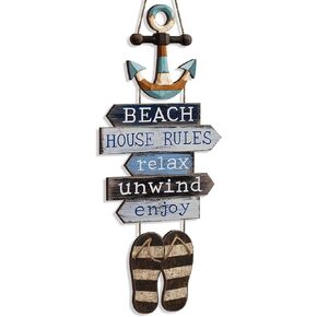Beach Nautical Door Hanger House Decor Summer Wooden Coastal Anchor and Flip Flops Sign 25.6" Farmhouse Rustic Beach Hanging Plaque Wall Art for Bathroom Bedroom Living Room Decoration in Saudi Arabia