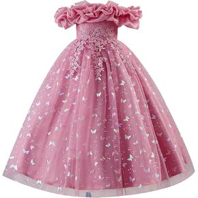 Girls Formal Dress Kids Party Ball Gown Daughter Dance Dresses Sparkly Round Neck Lace Tiered Tulle Flower Girl Dress in Saudi Arabia