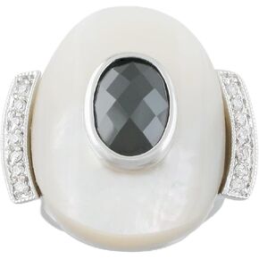 Rhodium Plated Mother of Pearl with CZ Cocktail Ring in Saudi Arabia