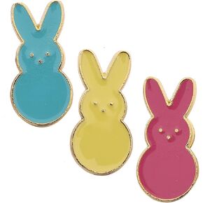 Easter Bunny Enamel Pins, Colorful Peeps Rabbit Brooch Set, Blue Yellow Pink with Gold Trim, 3 Pack Holiday Decoration Gift in Saudi Arabia