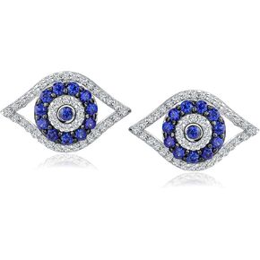 DAYBYDAY Evil Eye Earrings Sterling Silver Blue Sapphire Evil Eye Earrings for Women in Saudi Arabia