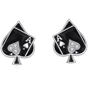 Ace Stud Earrings Sterling Silver Ace of Spades/Heart/Dice Earrings Jewelry Gifts for Women in Kuwait