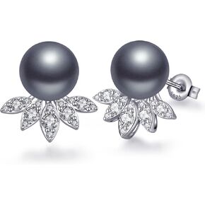 14K Gold Plated Pearl Earrings for Women 925 Sterling Silver Hypoallergenic Pearl Stud Earrings 8-13mm 5A Cubic Zirconia Elegant Jewelry Gift for Mom Wife in Saudi Arabia
