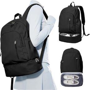 Gym Backpack for Women Men,Waterproof Gym Backpack with Shoe Compartment,Lightweight Sports Gym Bag Casual Daypack,Black in Saudi Arabia